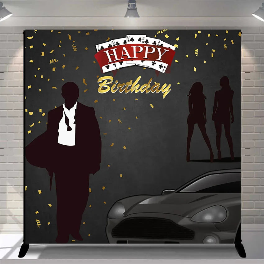 Casino Party Theme Backdrop James Bond Party 007 Bond Party Happy Birthday Party Decor Custom Banner Backdrops Photo Booth - Big Tim's Magic Emporium