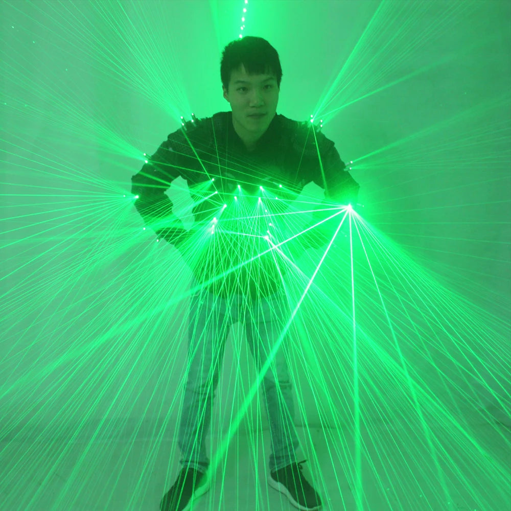 Unisex Green Laser Waistcoat LED Clothes 532nm Laser Performer Suits Nightclub Dancerwear Sets Party Performer Wear