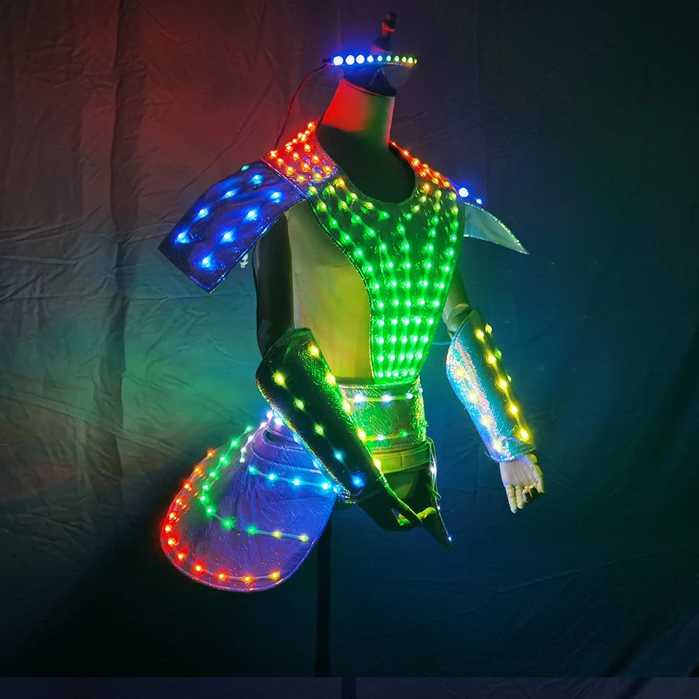 LED Dress for Women Future Technology Cosplay Costume With Sexy Silver Laser Skirt for DJ Singer Performance Stage Wear