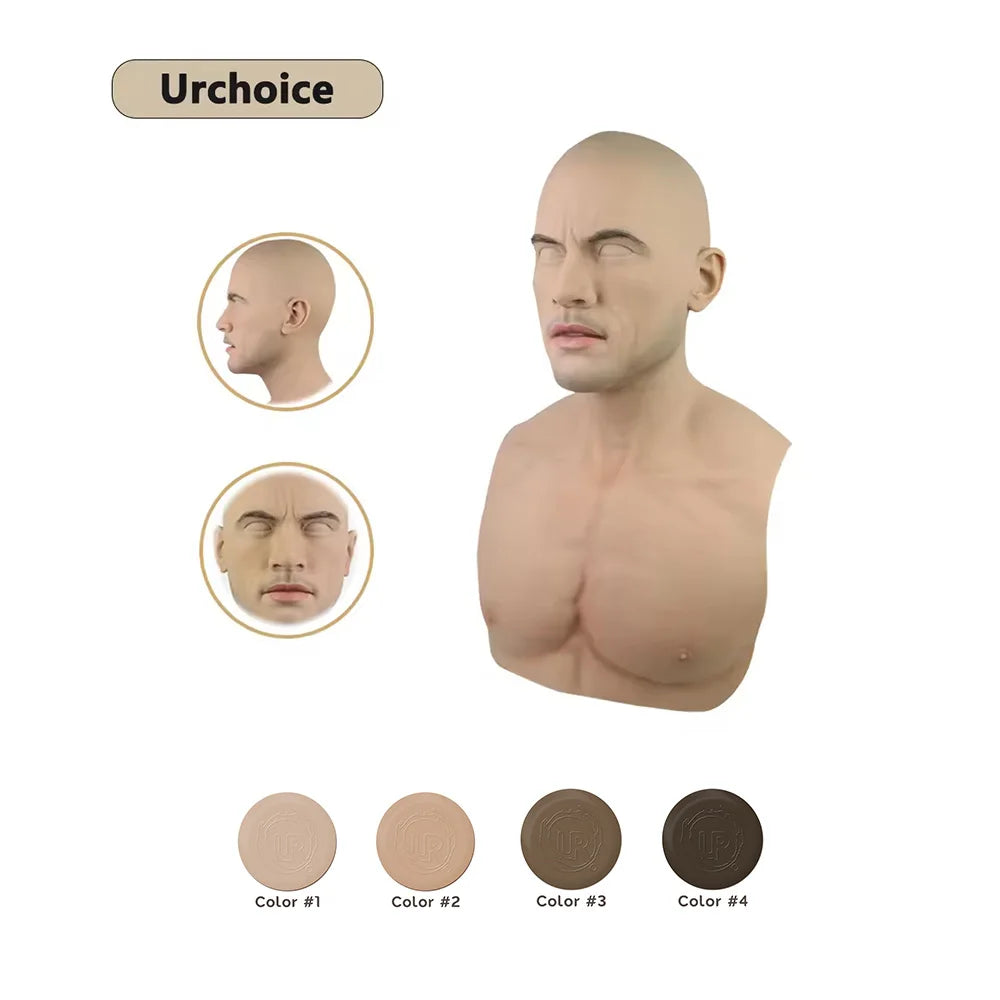 Halloween Party Disguise Headgear Full Silicone Head Mask Male Actor for Filming Movie Props Masquerade Ball Cosplay
