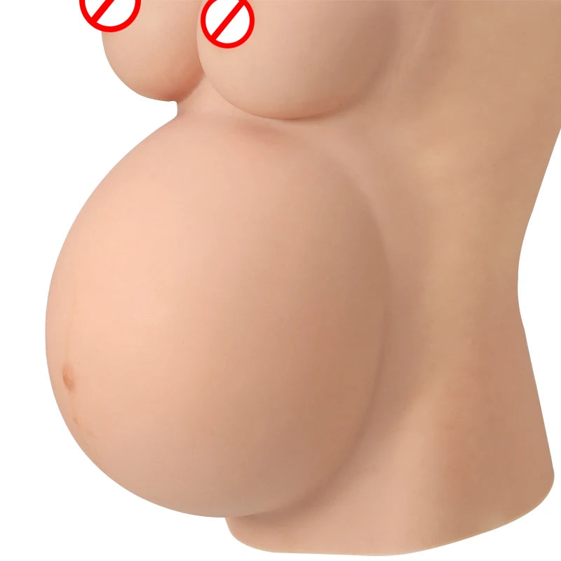 Realistic Artificial Chest Fake Boobs 4/6/9 Month Silicone Pregnant Belly With Breast Forms Cotton Fill for Cosplay Crossdresser