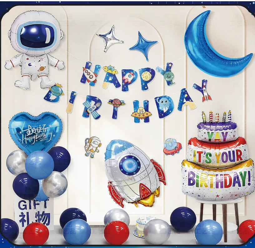 Outer Space Theme Party Decorations — Spaceship Balloon Set for Kids