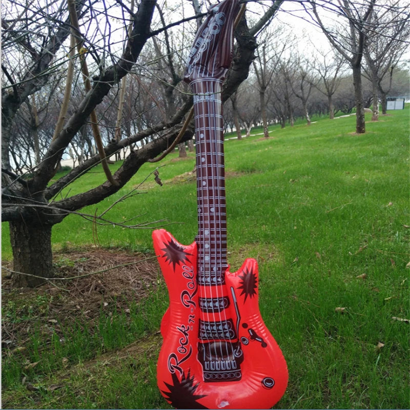 95cm Inflatable Guitar PVC Stage Props Children 's Simulation Inflatable Musical Instrument Explosion Inflatable Toys