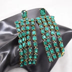 Sparkly 5.2" Glass Crystal Dangle Earrings Drag Queen Stage Jewelry