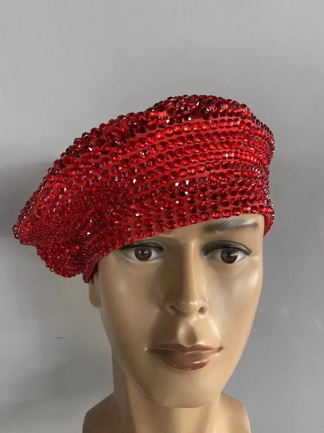 Full Rhinestone Embellished Glamour Beret Hat Stage Accessory