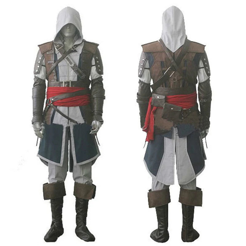Uniform Outfits Complete Customization Suit Halloween PartyAssassins Cosplay Edward Costume Creed Black Flag Kenway Men Women
