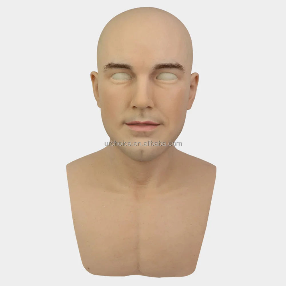 Urchoice  Customized Head Cover Make-up Silicone Male Mask for Crossdresser Cosplay Costume Drag Queen Party