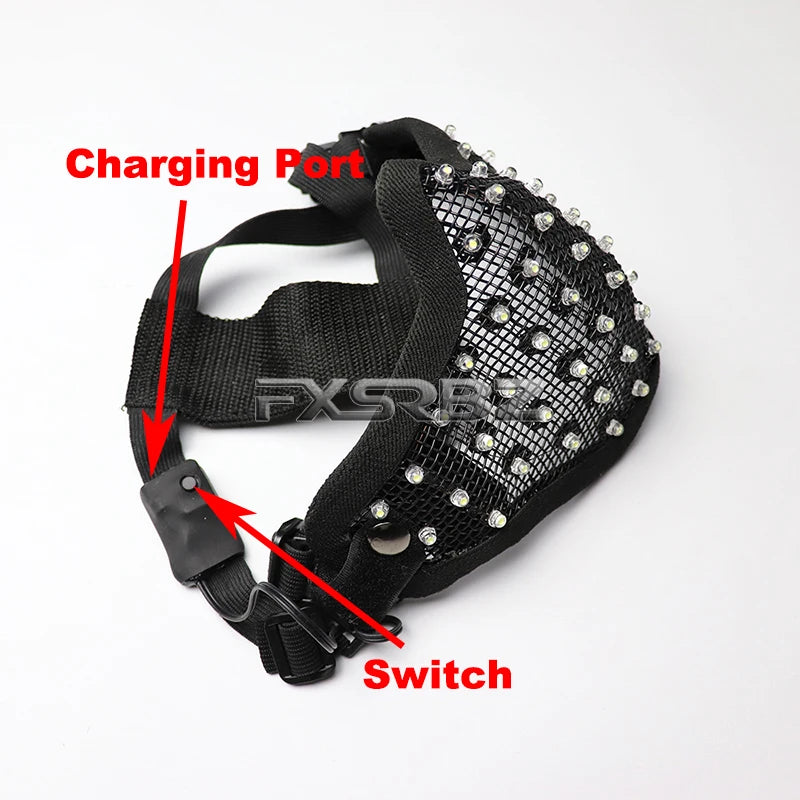 New LED Mask White Luminous Mask Halloween Performance Flashing Mask Bar Nightclub Stage Show Glowing Props - Big Tim's Magic Emporium