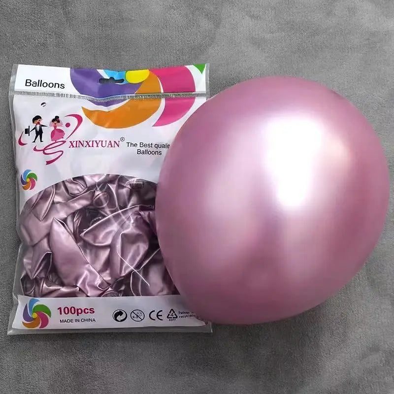 Party Balloons Arches 12 Inch Chrome Metallic Colorful Latex Balloons Decorations for Wedding Birthday Decoration Supplies