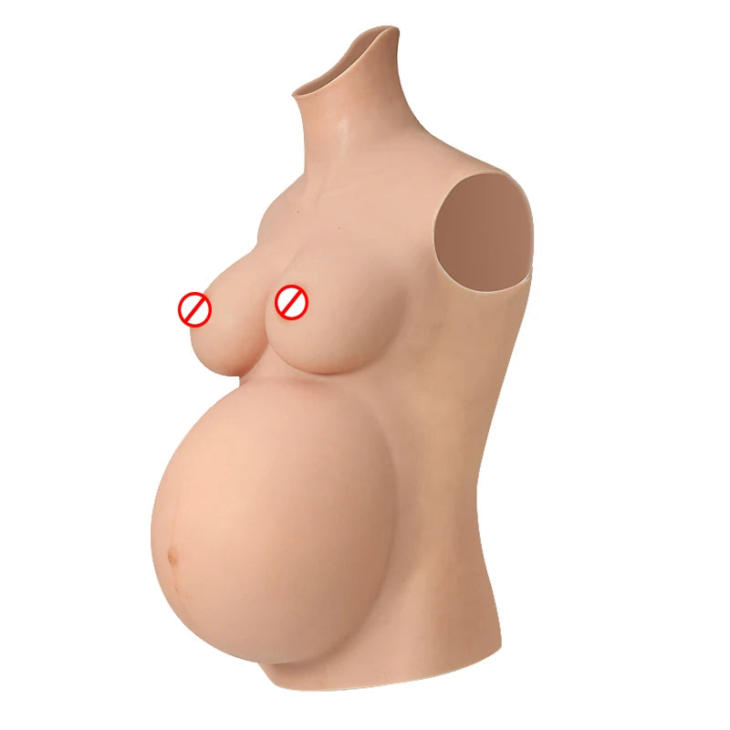 Realistic Artificial Chest Fake Boobs 4/6/9 Month Silicone Pregnant Belly With Breast Forms Cotton Fill for Cosplay Crossdresser