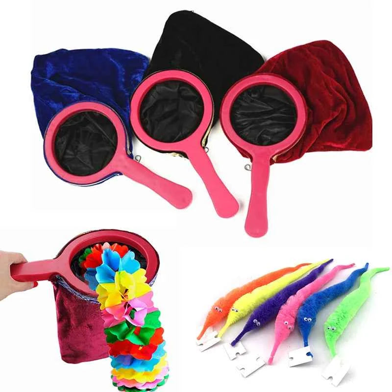 Funny Beginners Magical Props Sets Twisty Magic Worm Change Bag Pull Flower Make Things Appear Disappear Trick Toys for Children - Big Tim's Magic Emporium