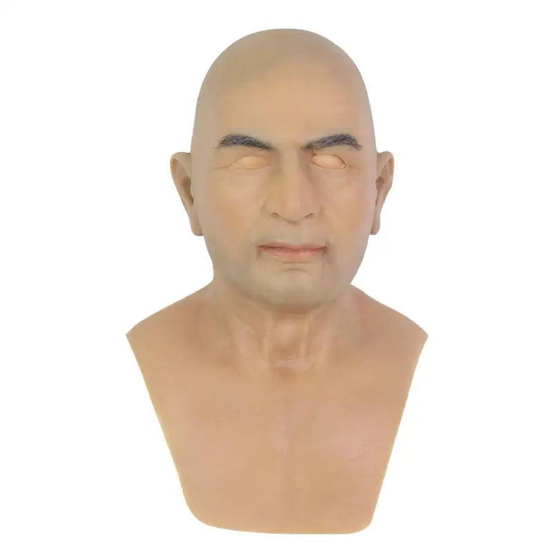 Realistic Real Human Party Mask with Neck Face Male Mask for Crossdresser Cosplay Costume Party