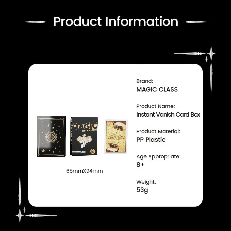 Magic Class Instant Vanish Card Box Party Show Tricks for  Beginners Magic Gift on Festivals
