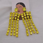 Sparkly 5.2" Glass Crystal Dangle Earrings Drag Queen Stage Jewelry