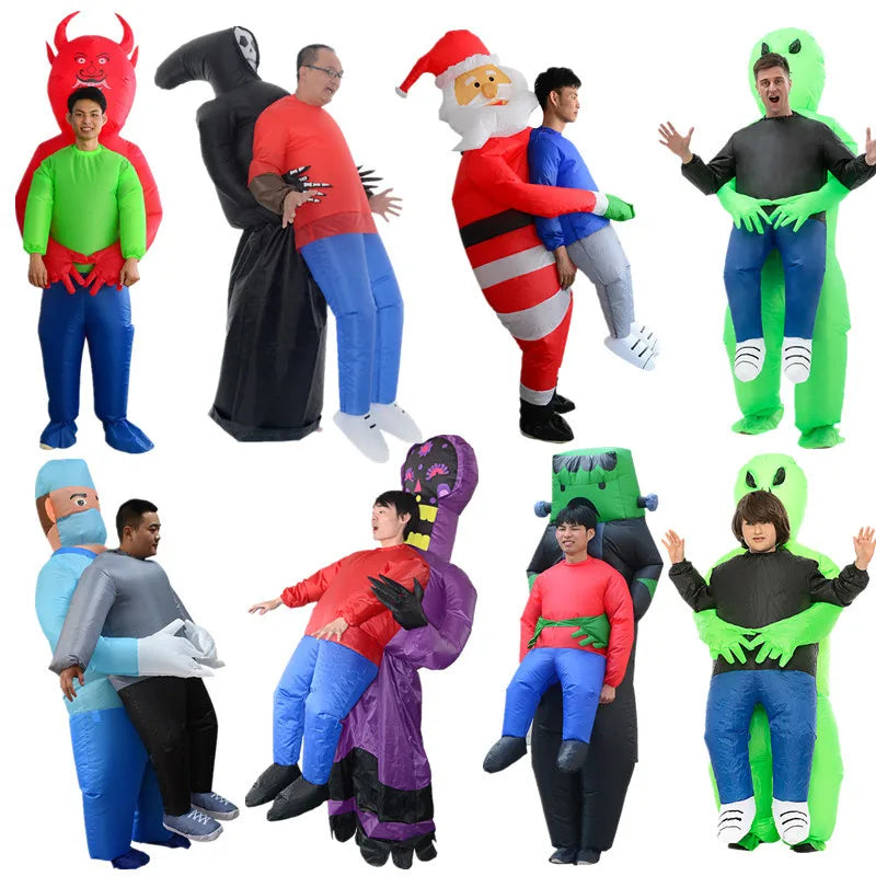 Alien Costume for Adult Children Halloween Costume Inflatable Suit Funny Party Blow up Ghost Hug Me Green Carton 100% Polyester - Big Tim's Magic Emporium