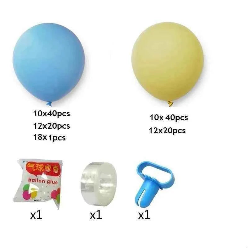 123 pcs/set Macaron Blue Yellow Pastel Balloons Arch Set Baby Shower Birthday Wedding Party Balloon Background Decor Supplies