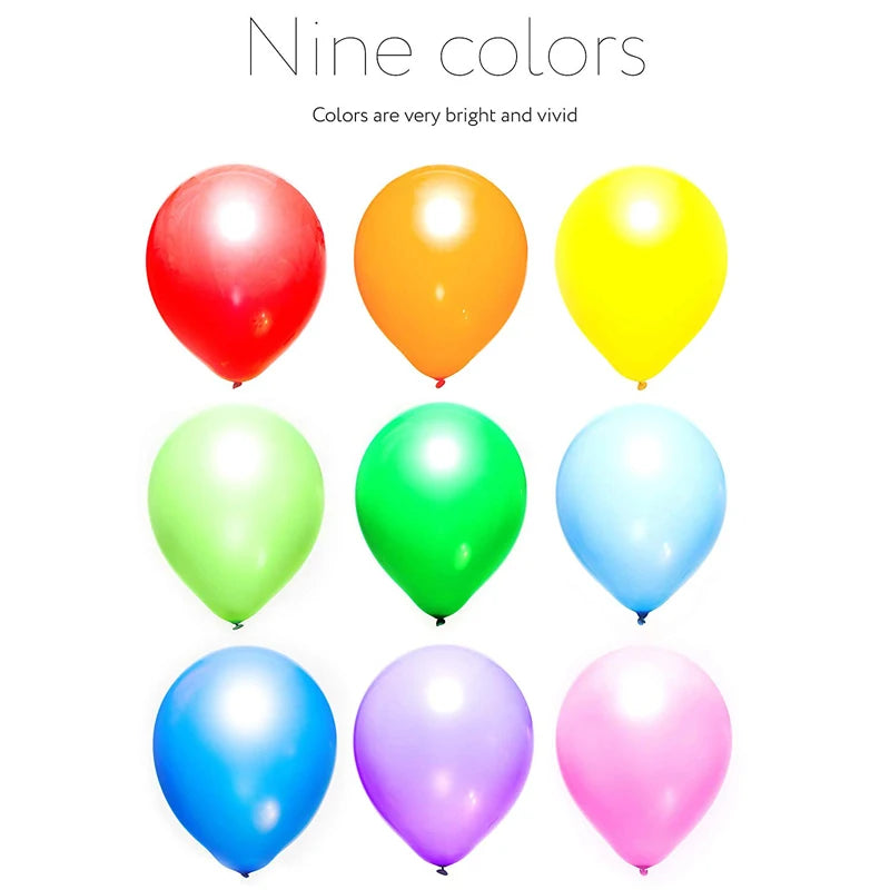 10 Colors Latex Rainbow Set 100 Pack 2.8g 12 Inch Supplies for Wedding Birthday Mother Day Party Decoration Accessory Balloons