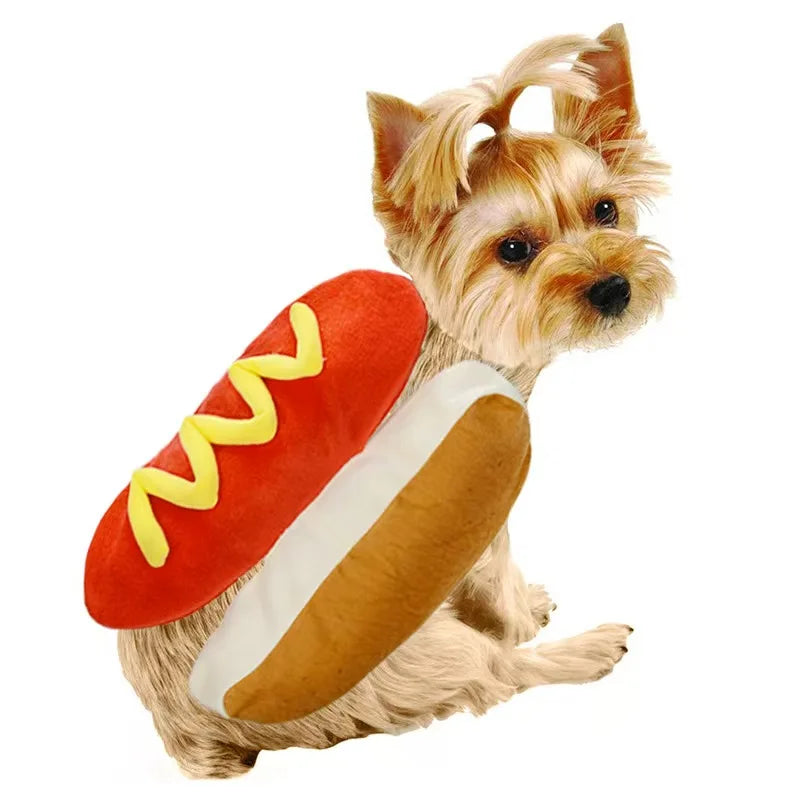 Funny Dog Hotdog Costume Luxury Simple Winter Chinese New Year Party Cosplay Outfit for Cats Birthday Halloween Trench Coat - Big Tim's Magic Emporium