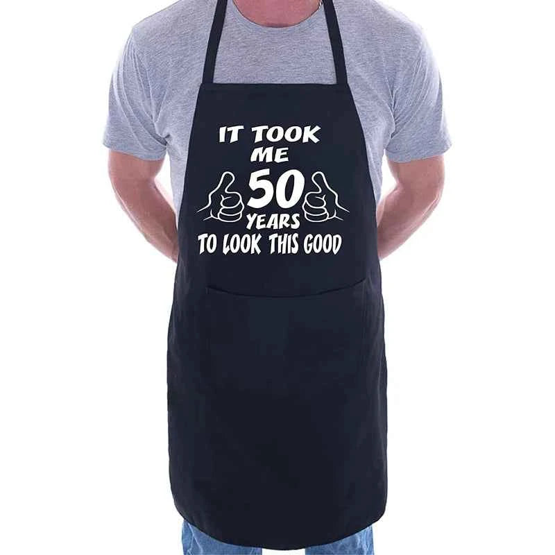 Dad mom uncle Aunt friend sister husband wife Fifty 50 years old 50th Birthday party gift present family BBQ decoration apron