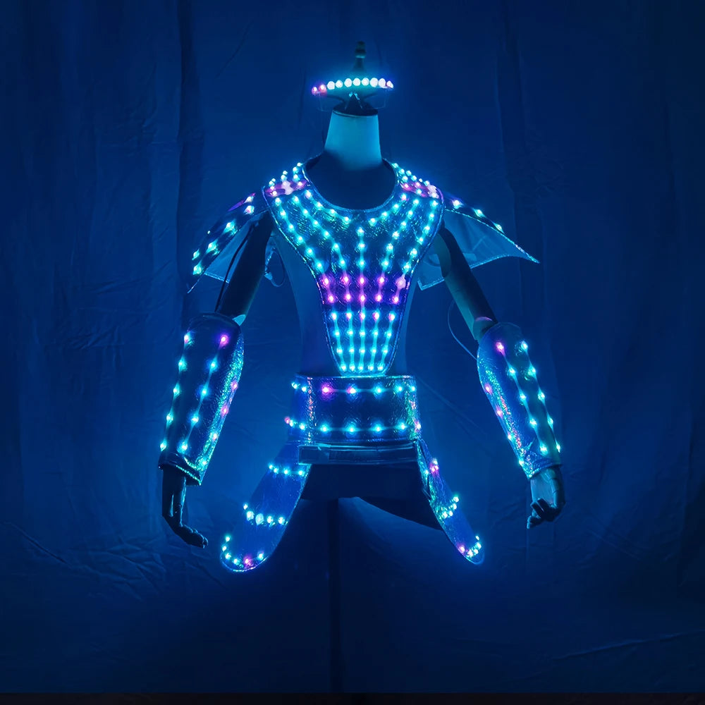 LED Dress for Women Future Technology Cosplay Costume With Sexy Silver Laser Skirt for DJ Singer Performance Stage Wear