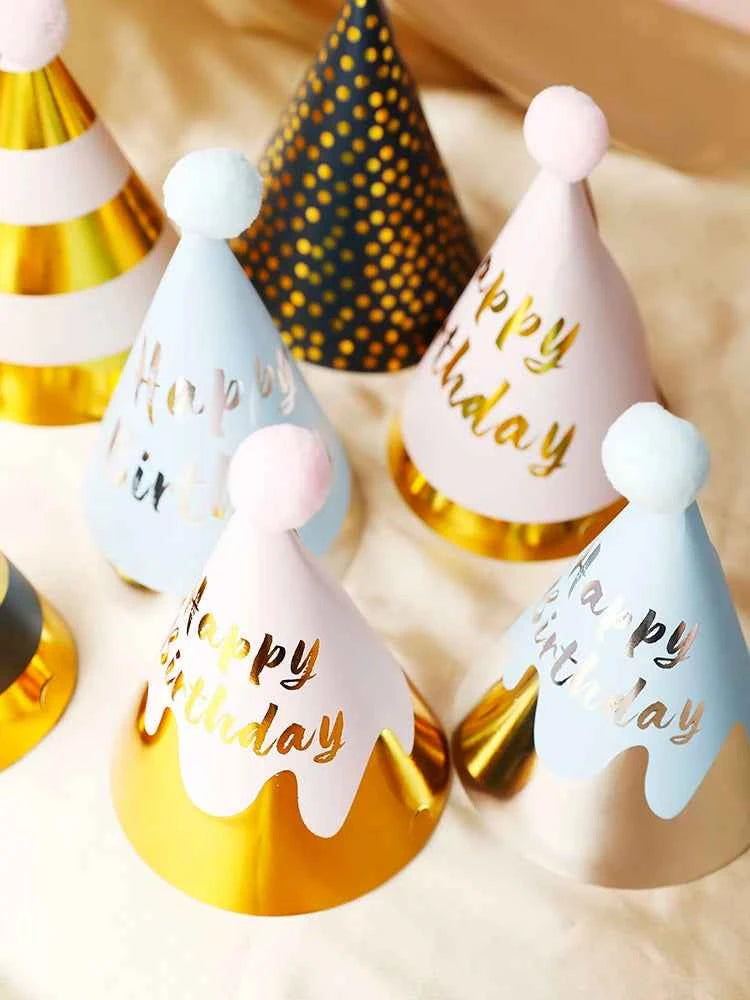 Happy Birthday Party Adult Hats Polka Dot DIY Cute Handmade Cap Princess Crown Shower Baby Decoration Boy Girl Gifts Supplie