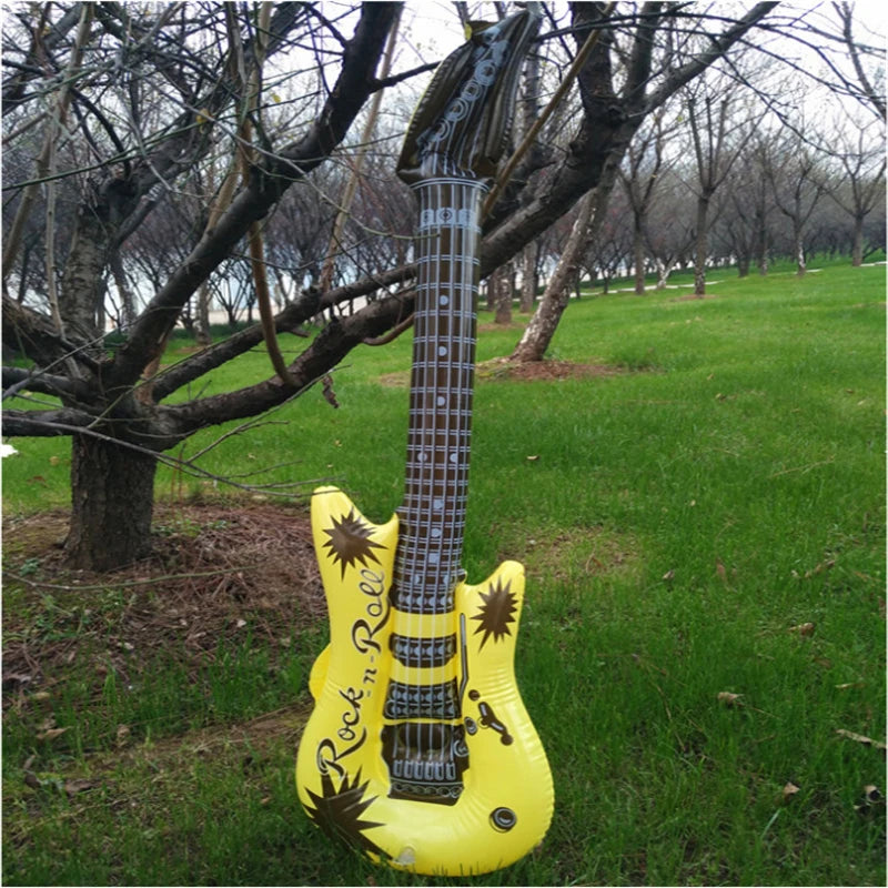 95cm Inflatable Guitar PVC Stage Props Children 's Simulation Inflatable Musical Instrument Explosion Inflatable Toys