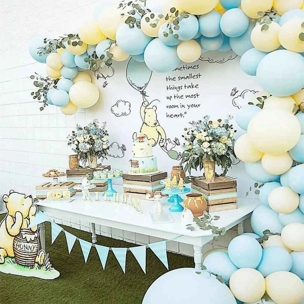 123 pcs/set Macaron Blue Yellow Pastel Balloons Arch Set Baby Shower Birthday Wedding Party Balloon Background Decor Supplies