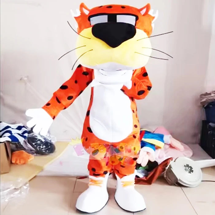 Furry Chester Cheetah Animal Mascot Costume for Adult Size Cosplay for Carnival Feast Party Game