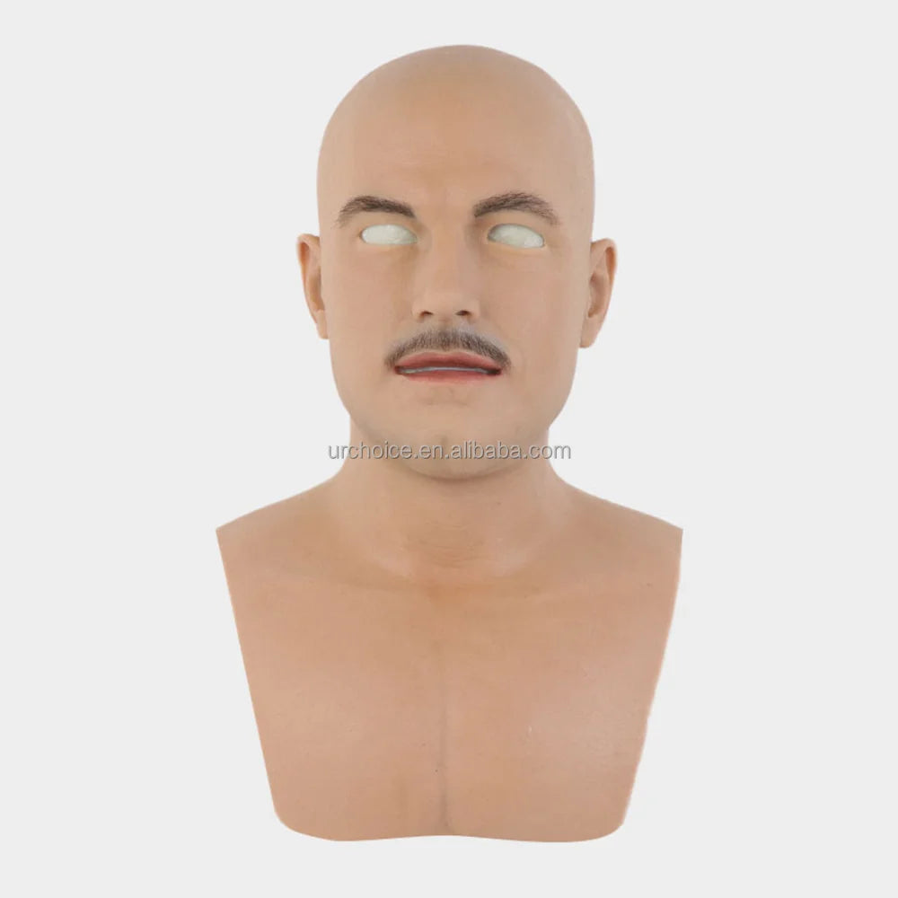 Urchoice  Customized Head Cover Make-up Silicone Male Mask for Crossdresser Cosplay Costume Drag Queen Party