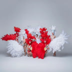 Ostrich Feather Headdress & Pearl Suit Stage Costume Set