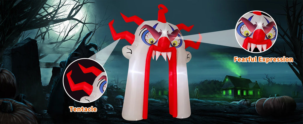 GOOSH 12.8 FT Halloween Inflatables Clown Archway Indoor & Outdoor Party Decor Built-in LEDs for Garden Lawn Yard Decorations - Big Tim's Magic Emporium