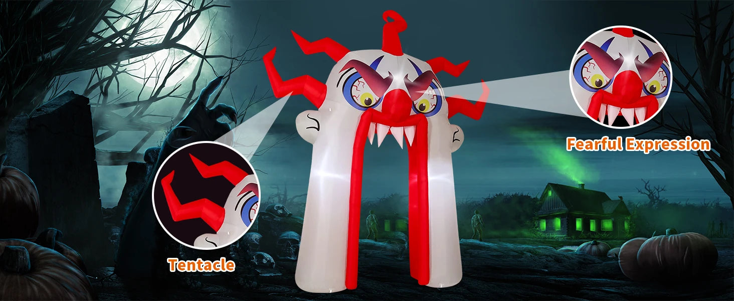 GOOSH 12.8 FT Halloween Inflatables Clown Archway Indoor & Outdoor Party Decor Built-in LEDs for Garden Lawn Yard Decorations