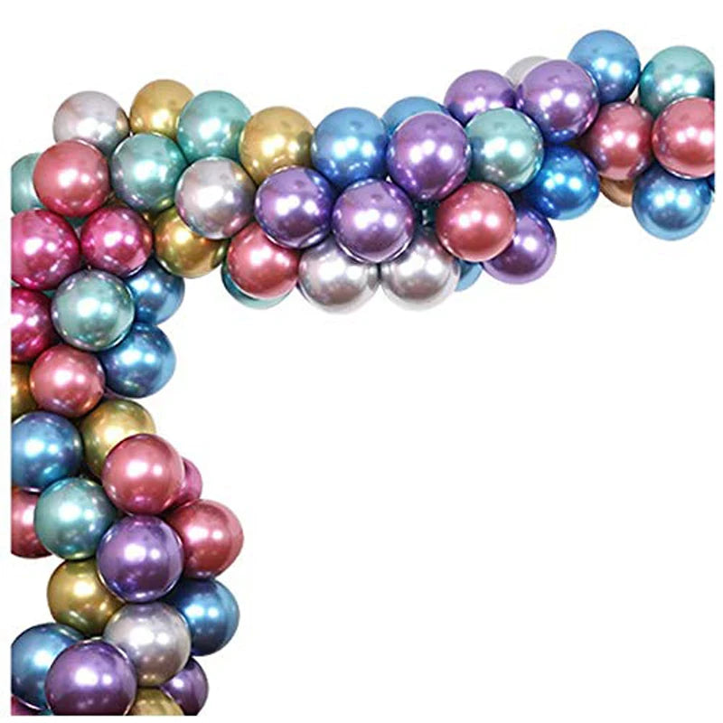 Party Balloons Arches 12 Inch Chrome Metallic Colorful Latex Balloons Decorations for Wedding Birthday Decoration Supplies