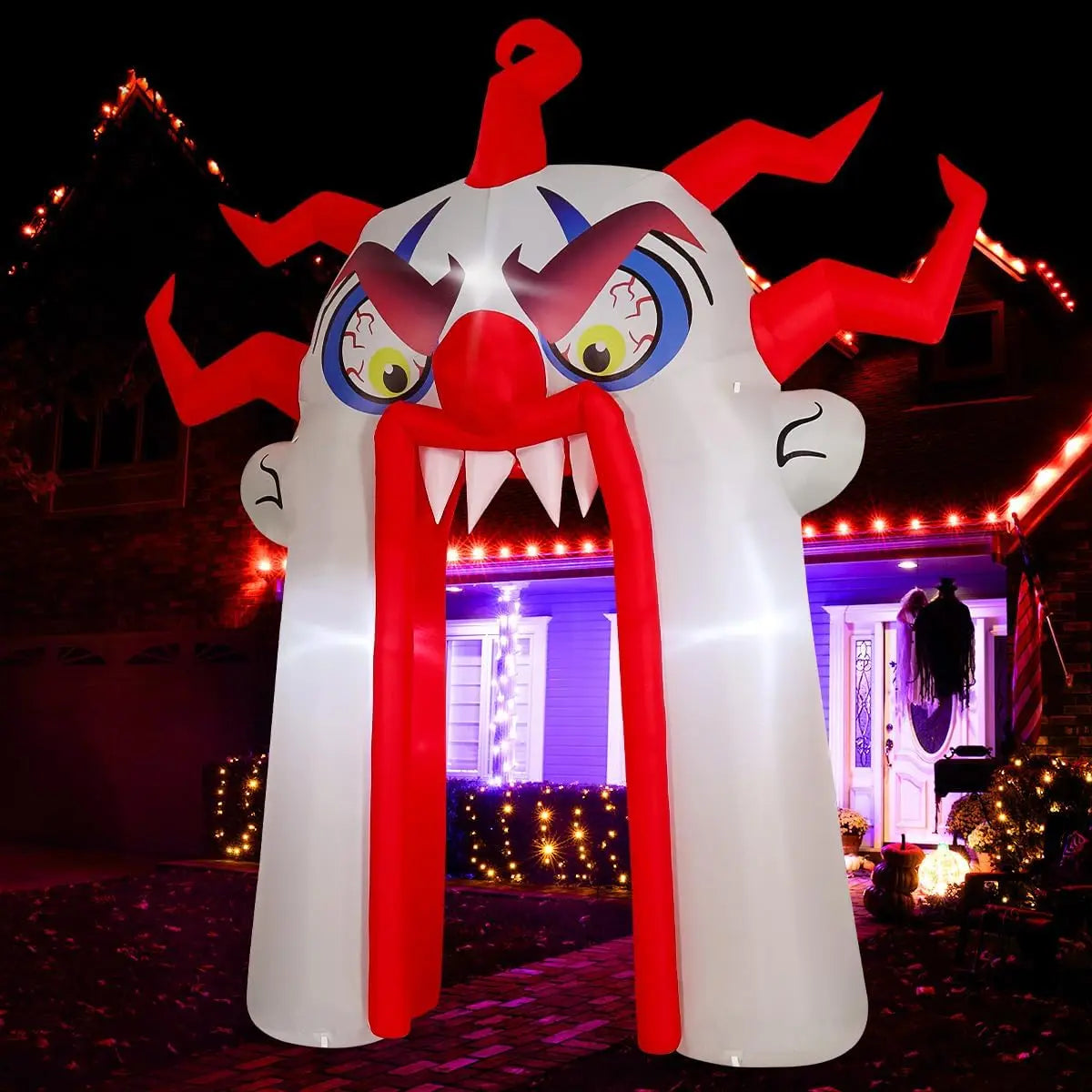 GOOSH 12.8 FT Halloween Inflatables Clown Archway Indoor & Outdoor Party Decor Built-in LEDs for Garden Lawn Yard Decorations - Big Tim's Magic Emporium