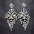 Sparkly Glass Crystal Statement Drop Earrings Stage Performance Jewelry