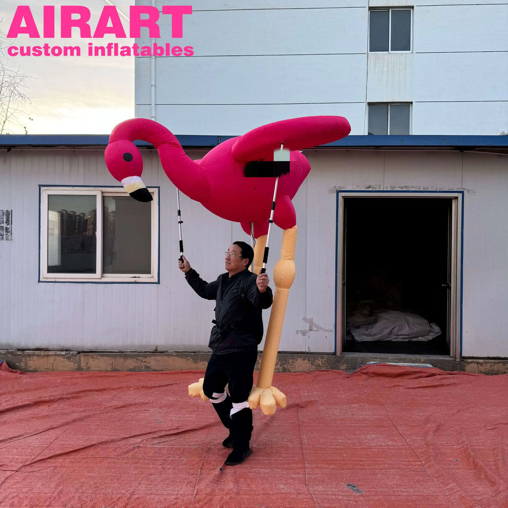 Free Printing Inflatable Mascot Puppet Adults Size Inflatable Puppet Costume Pink Color Inflatable Flamingo Puppet