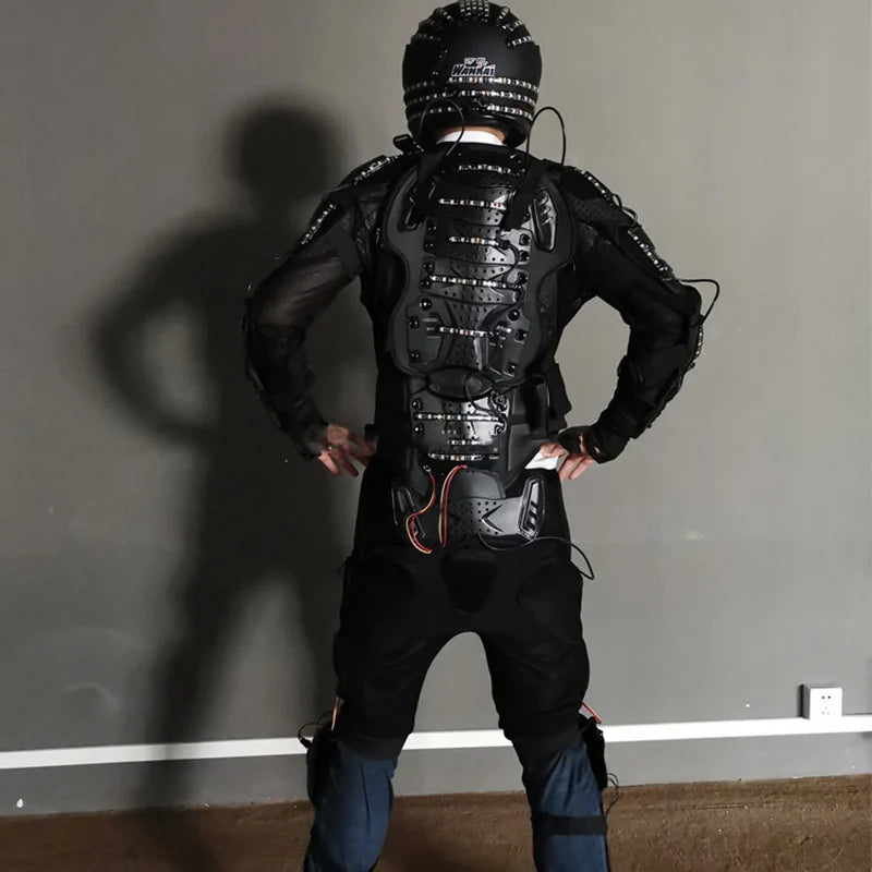 OEM RGB Dancer Jacket with LED Helmet Robot Stage Costumes Cosplay Suit for Nightclub Party Factory Supply Party Supplies