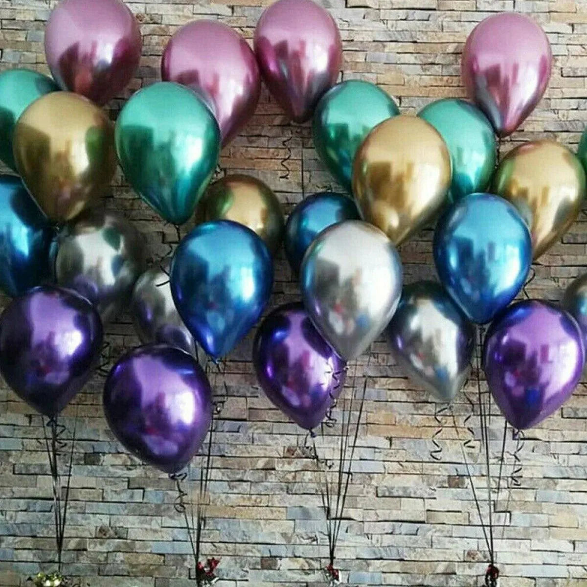 50Pcs Balloons Metallic Thick Chrome Shiny Latex Happy Birthday Wedding Party Toy Decor