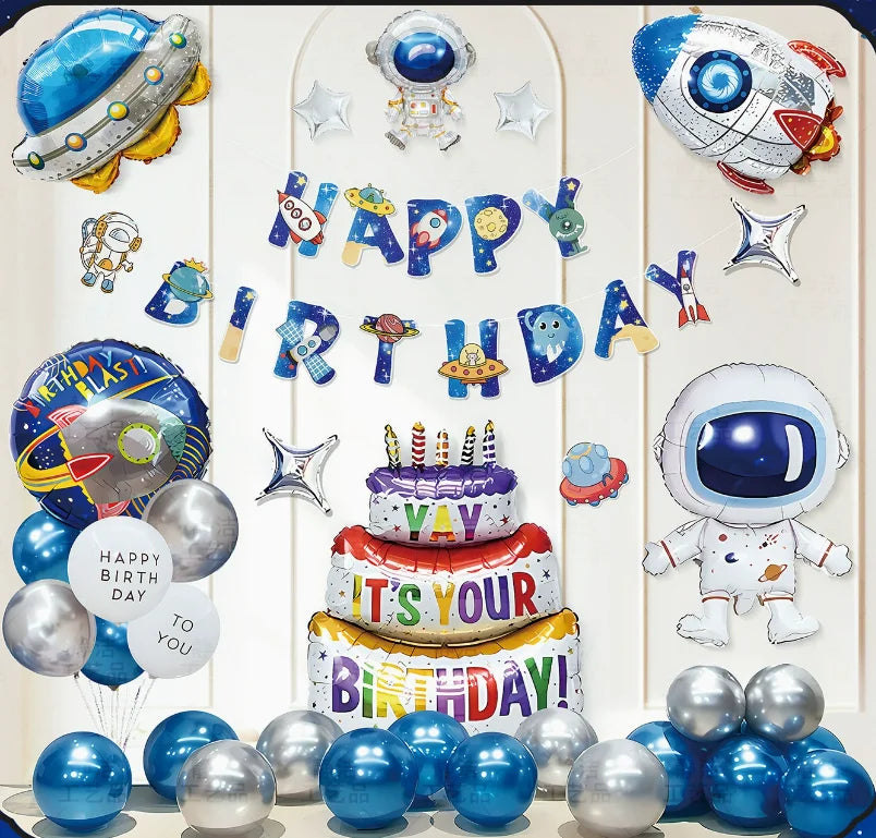 Outer Space Theme Party Decorations — Spaceship Balloon Set for Kids