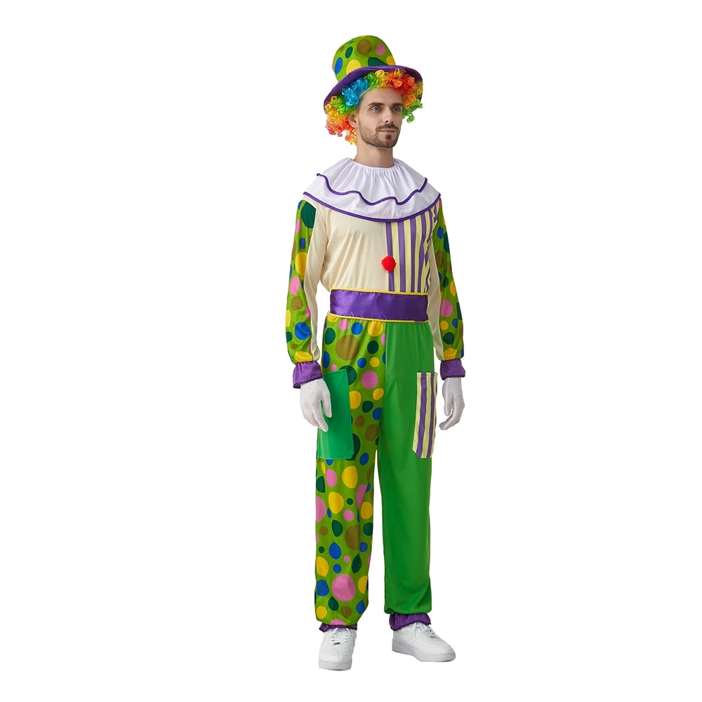 Men Carnival Party Cosplay Clown Suit Fancy Adult Clown Costume