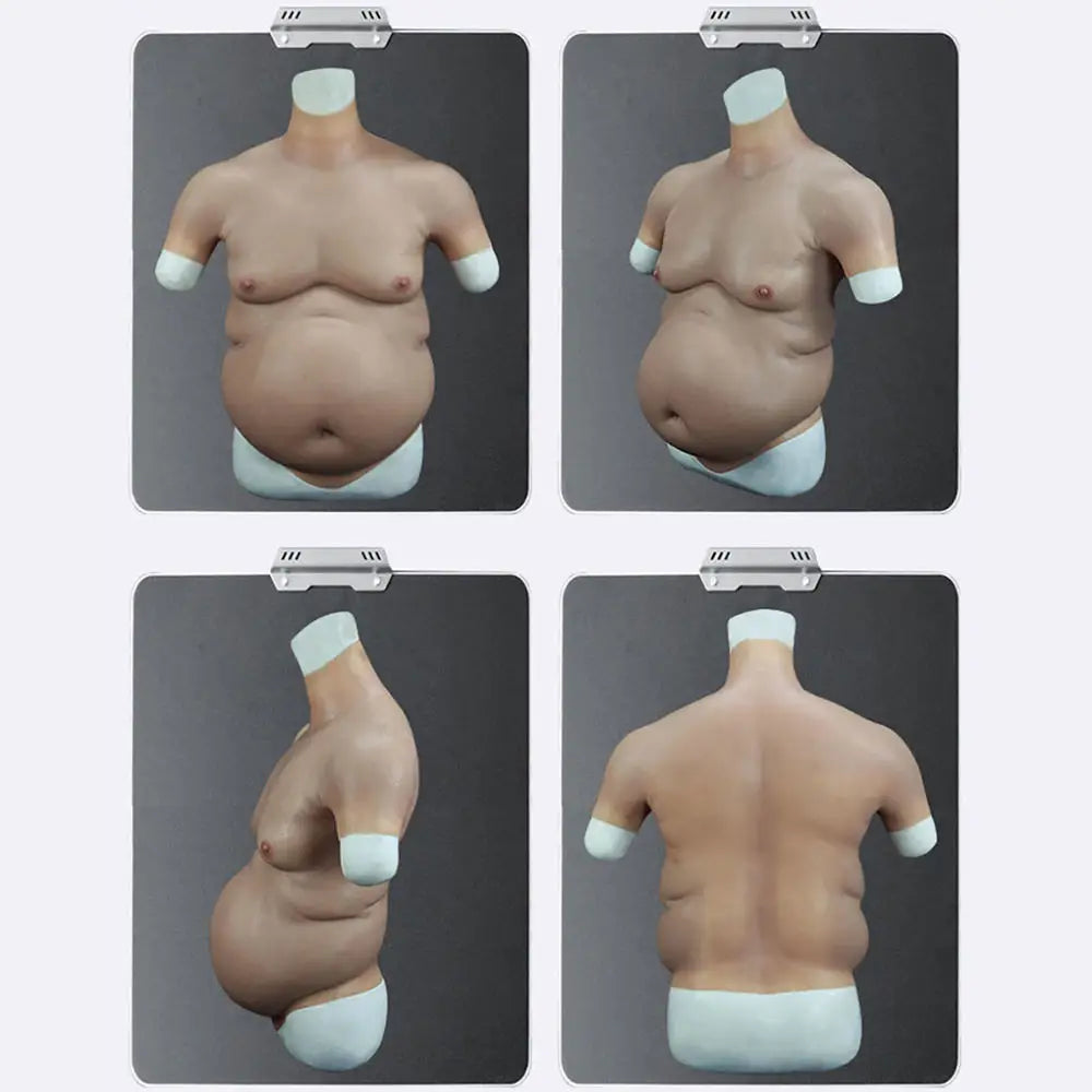 Fake Realistic Silicone Man Costume Potbellied Person Belly Cosplay Clothing Male Flabby and Bouncy Chest