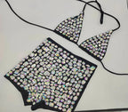The Venus Vacation Bandage Bikini – Luxe Diamond Rhinestone Showgirl Set