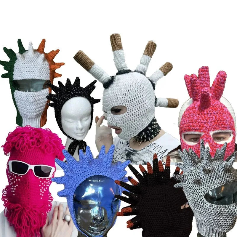 2026 Handmade Knitted Unisex Balaclava Hat Adult Skull Funny Balaclava Hat Design 48-50cm Fabric Balaclava Hat - Big Tim's Magic Emporium