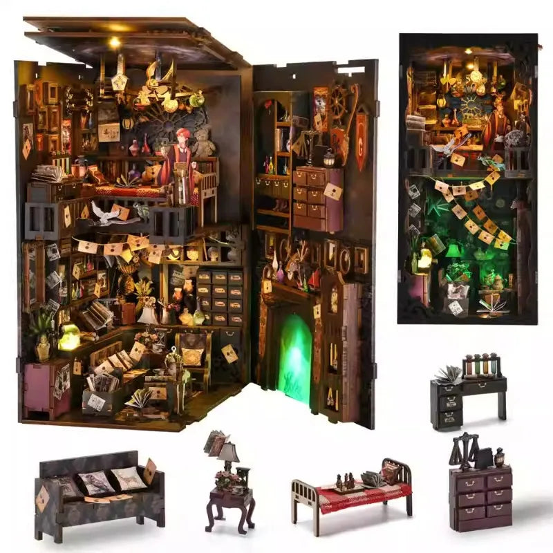 Dropshipping Gift Magic House DIY Hut Wooden Book Stand 3dThree-dimensional Assembly Model Artistic Birthday Gift