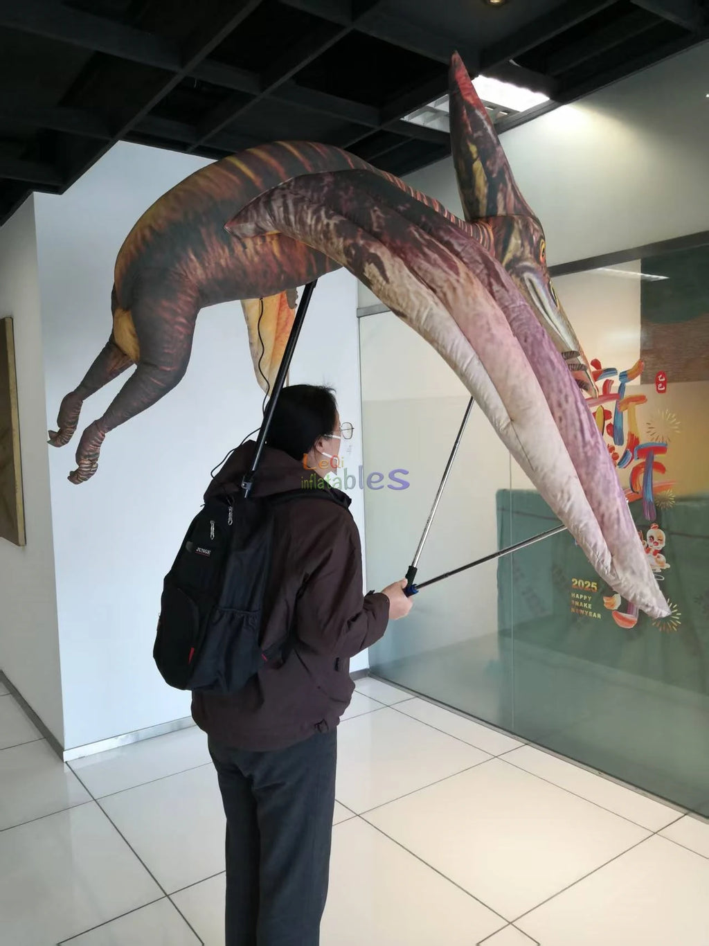 Outdoor Carnival Parade Inflatable Dinosaur Puppet Led Lighted air Blow up Pterosaur Puppet for Events