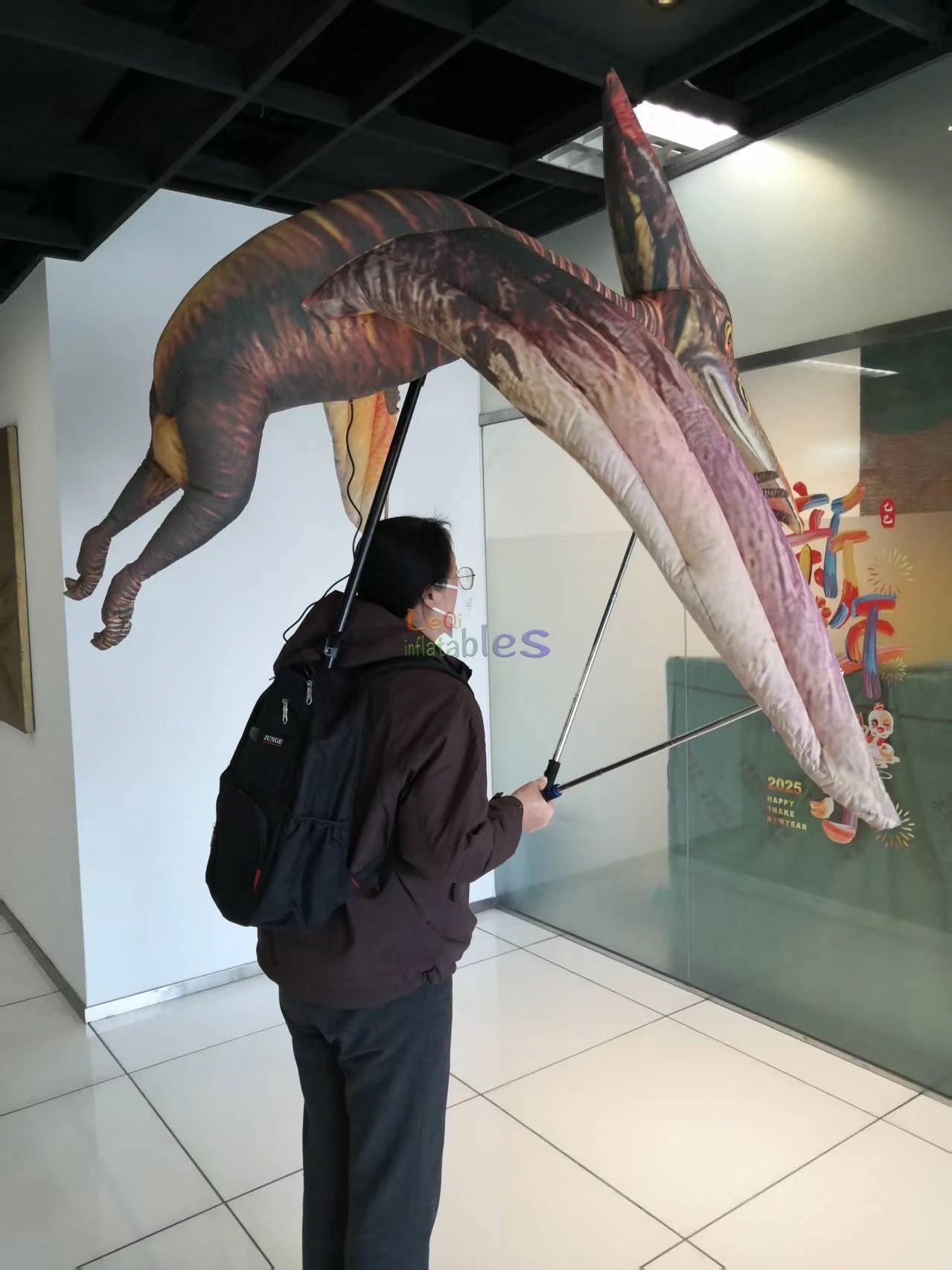 Outdoor Carnival Parade Inflatable Dinosaur Puppet Led Lighted air Blow up Pterosaur Puppet for Events