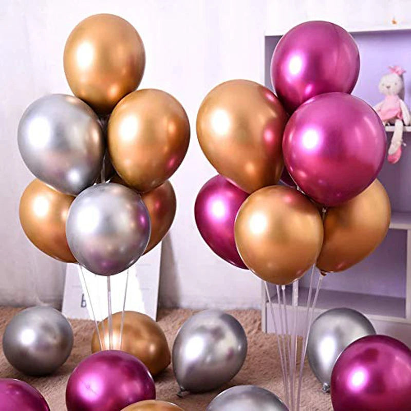 Party Balloons Arches 12 Inch Chrome Metallic Colorful Latex Balloons Decorations for Wedding Birthday Decoration Supplies