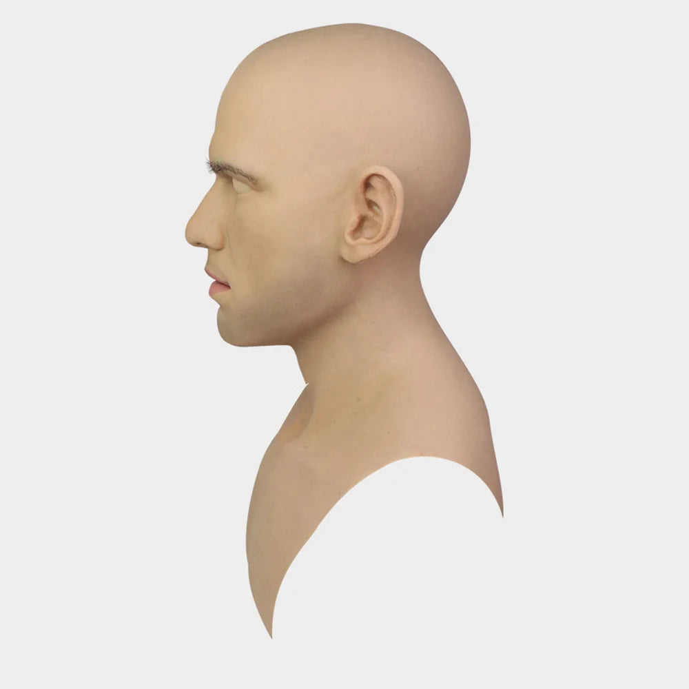 Artificial Silicone Male Mask Real Silicon Young Man Head for Human Face Cosplay Crossdressing Party Transgender Movie