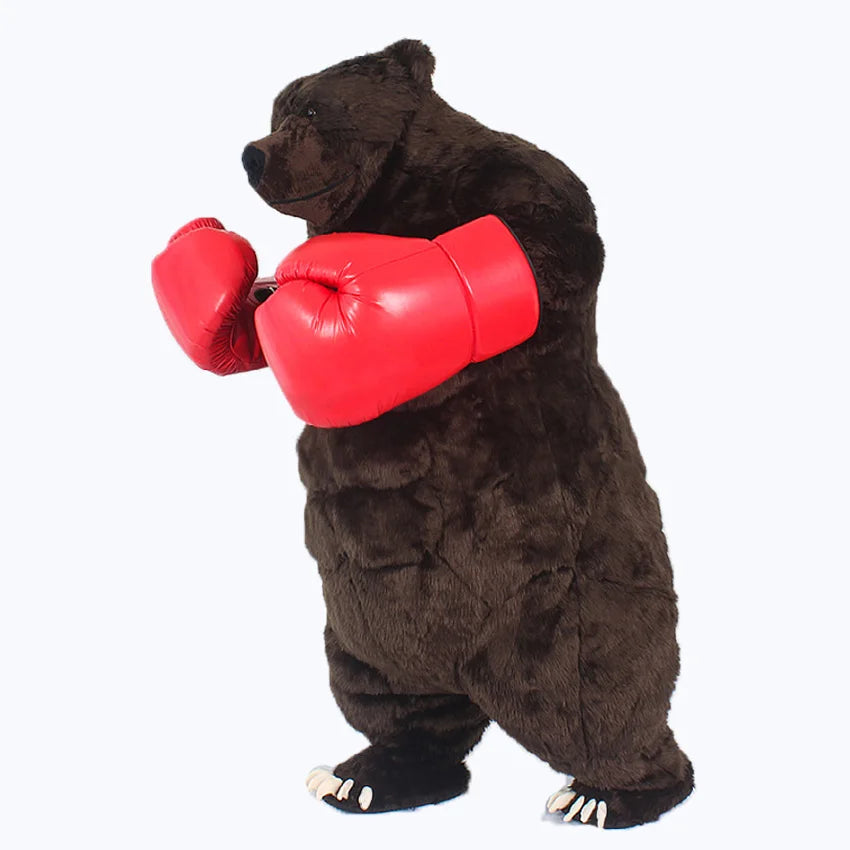 Furry Giant Boxing Bear Inflatable Costume Plush Simulation Brown Bear Costumes Mascot Adult Party Cosplay Suits