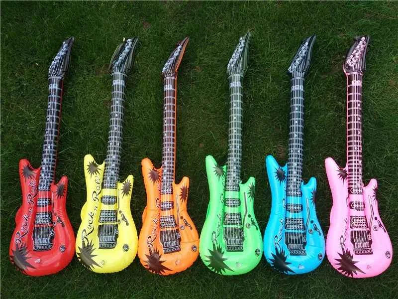 95cm Inflatable Guitar PVC Stage Props Children 's Simulation Inflatable Musical Instrument Explosion Inflatable Toys